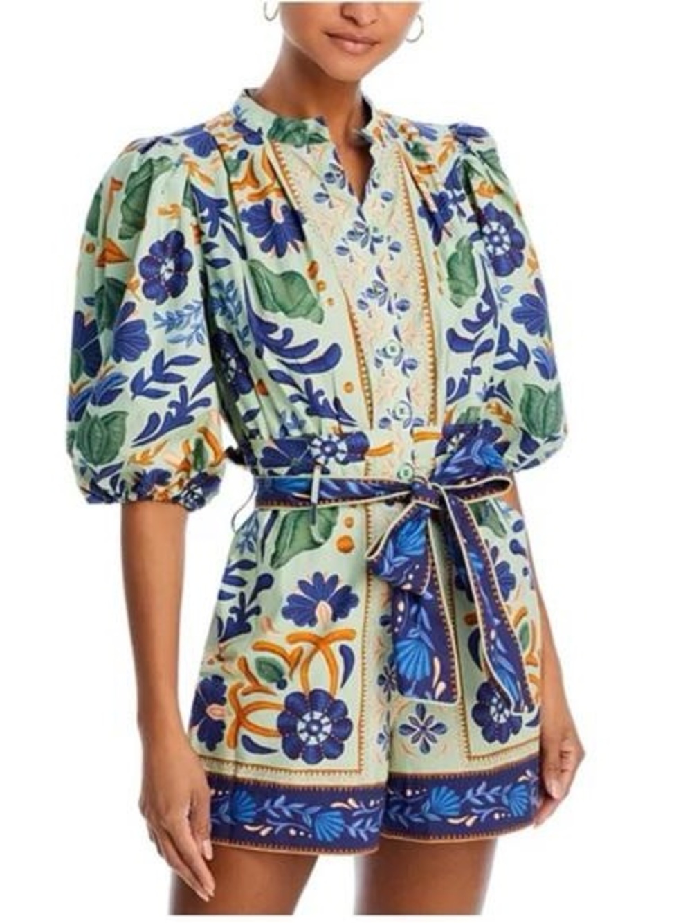 FARM Rio Ocean Tapestry Belted Romper
